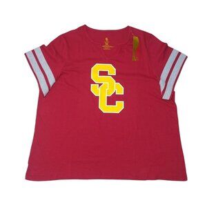 USC Women's Authentic Red Short Sleeve T-Shirt with SC Logo, Size 2X, NWT.